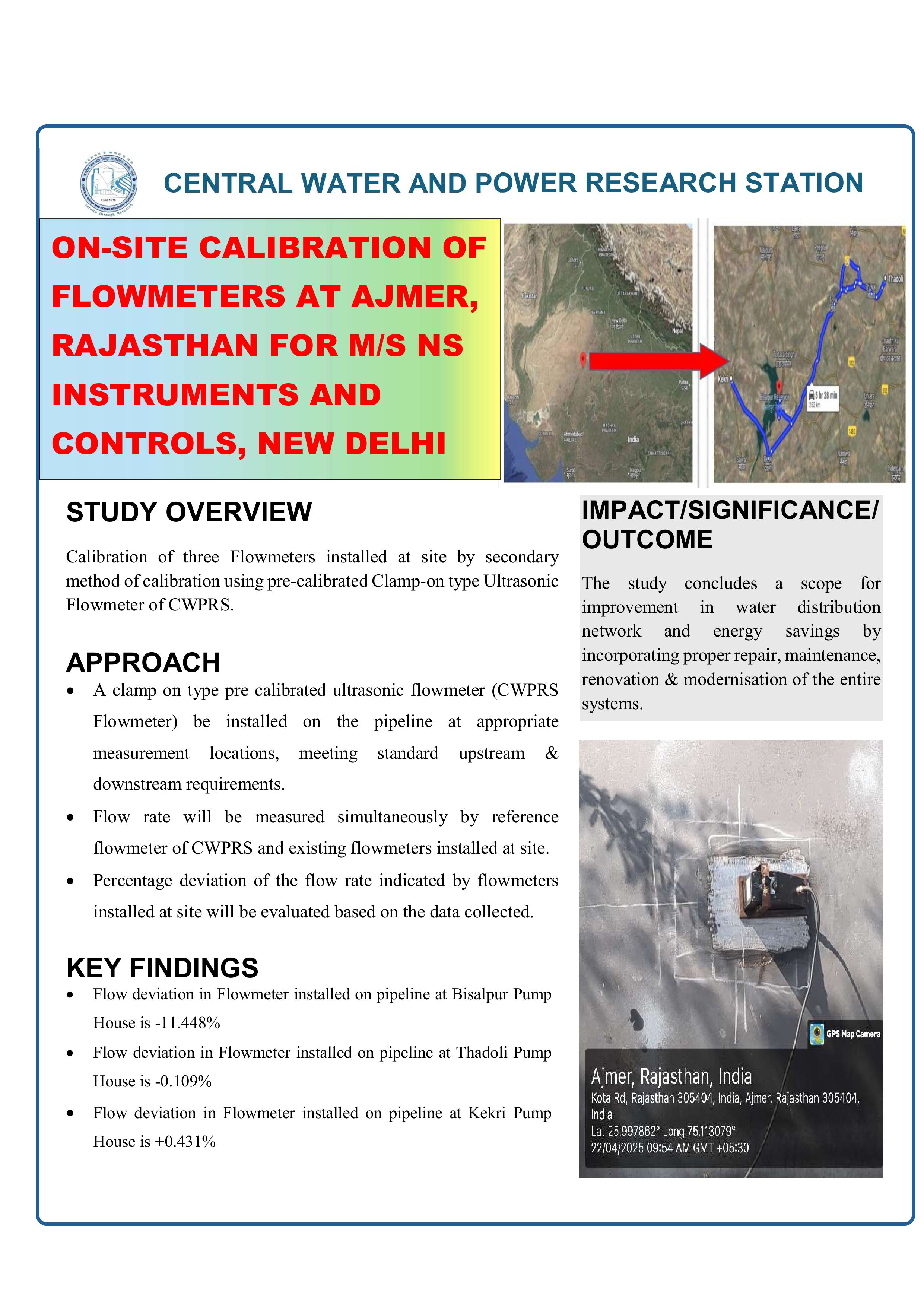                         FLOWMETER CALIBRATION AT AJMER FOR NS INSTRUMENTS
                      