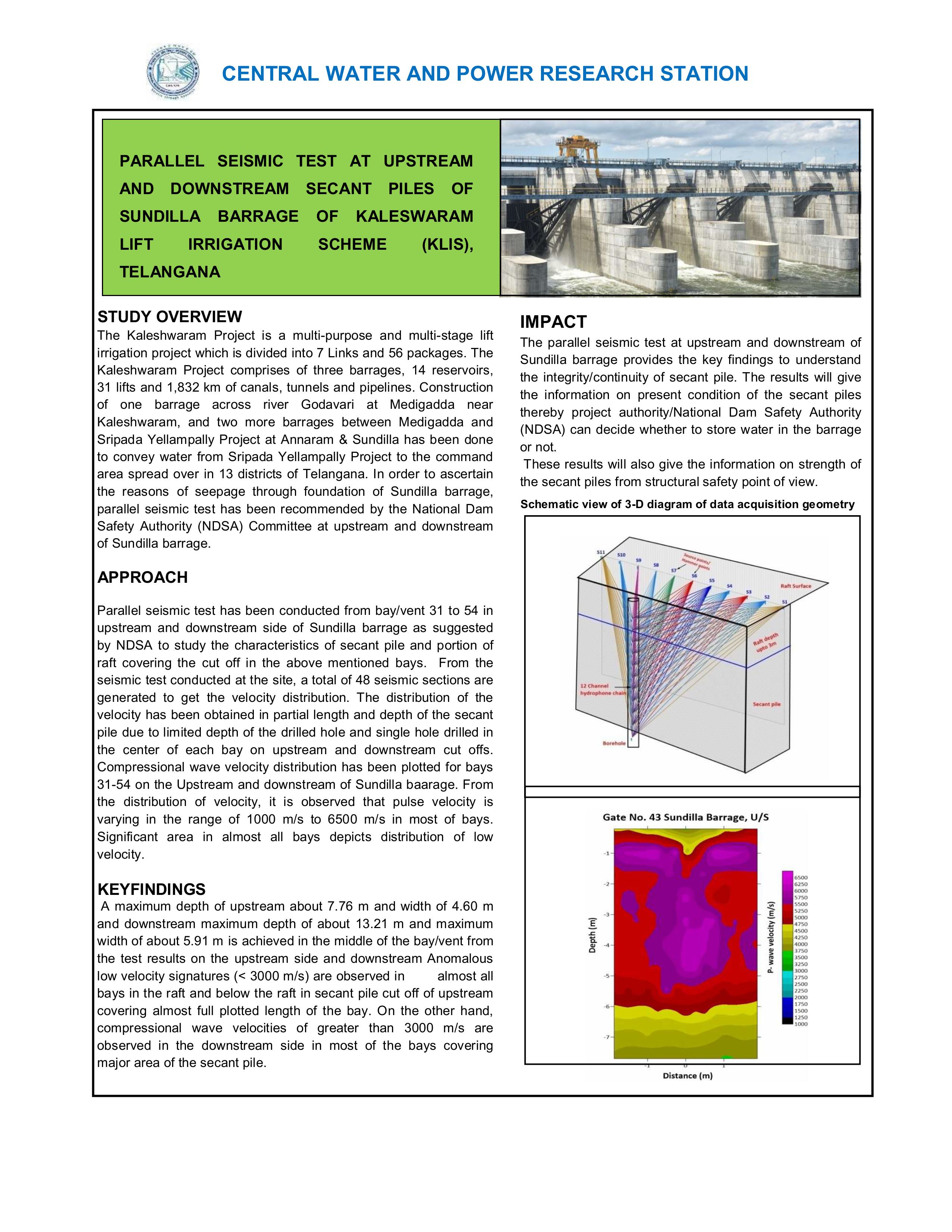                         SEISMIC TEST AT KALESWARAM BARRAGE
                      